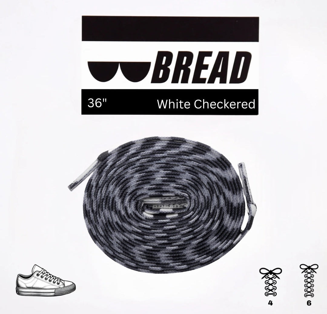 Bread Elastic Shoelace - White Checkered - 36’’