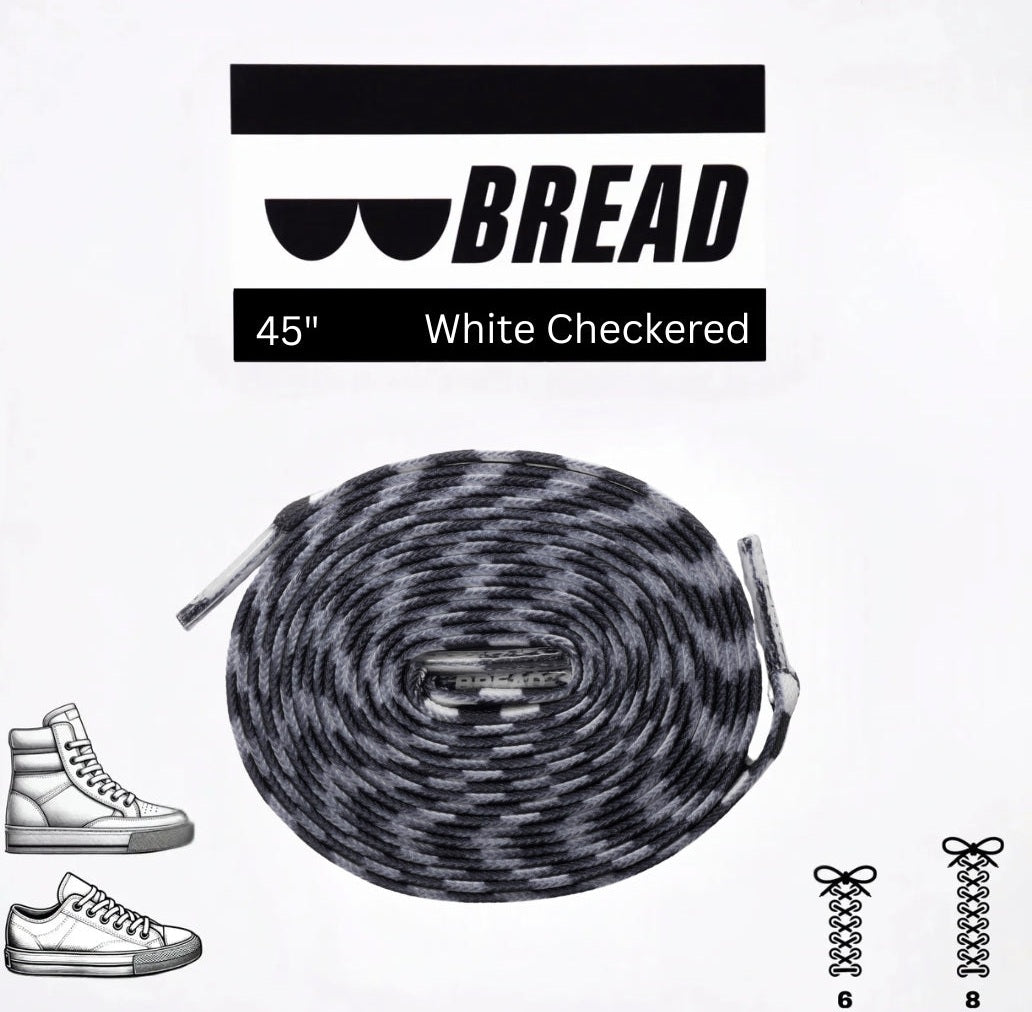 Bread Elastic Shoelace - White Checkered - 45’’