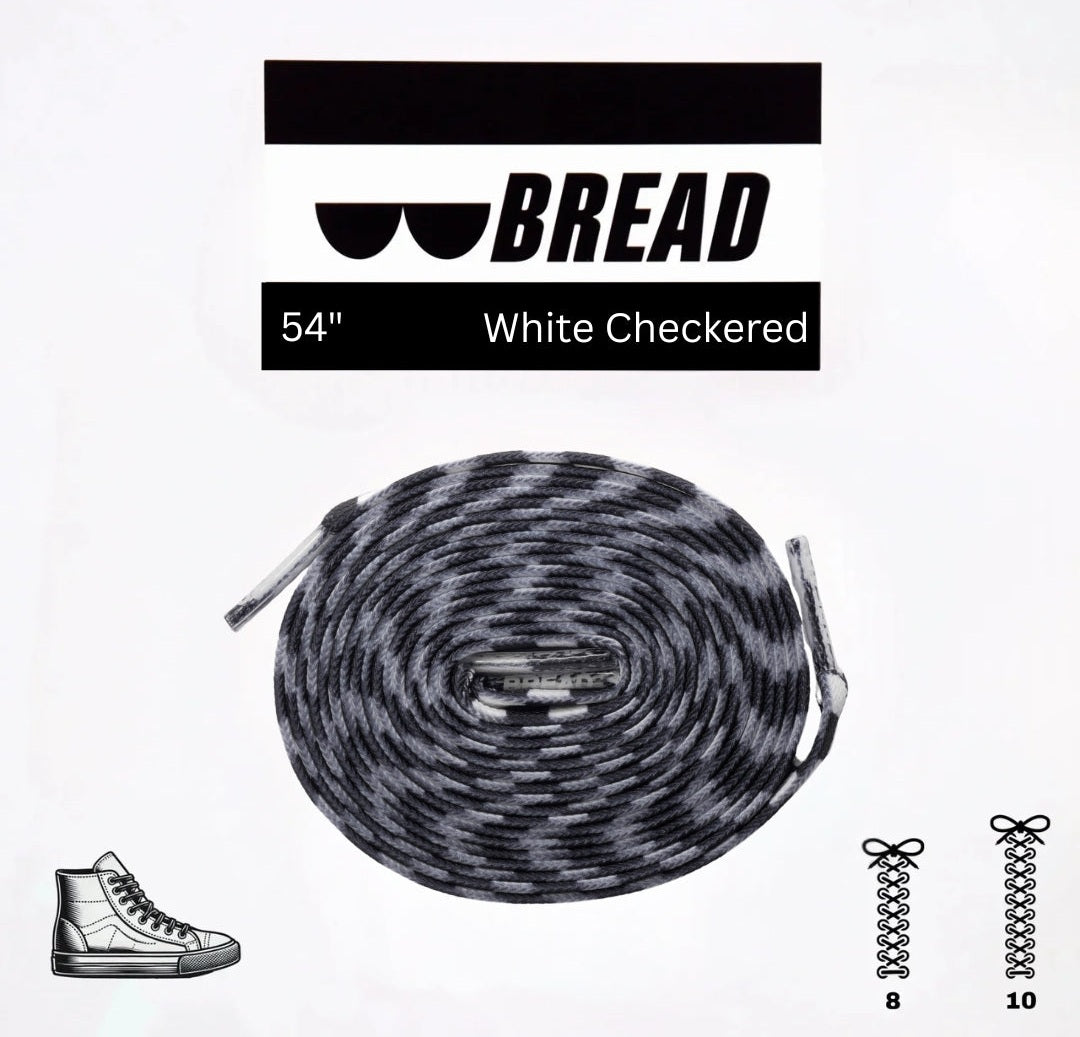 Bread Elastic Shoelace - White Checkered - 54’’