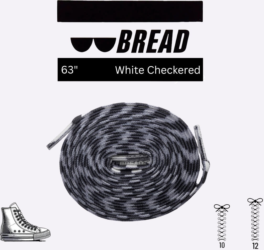 Bread Elastic Shoelace - White Checkered - 63’’