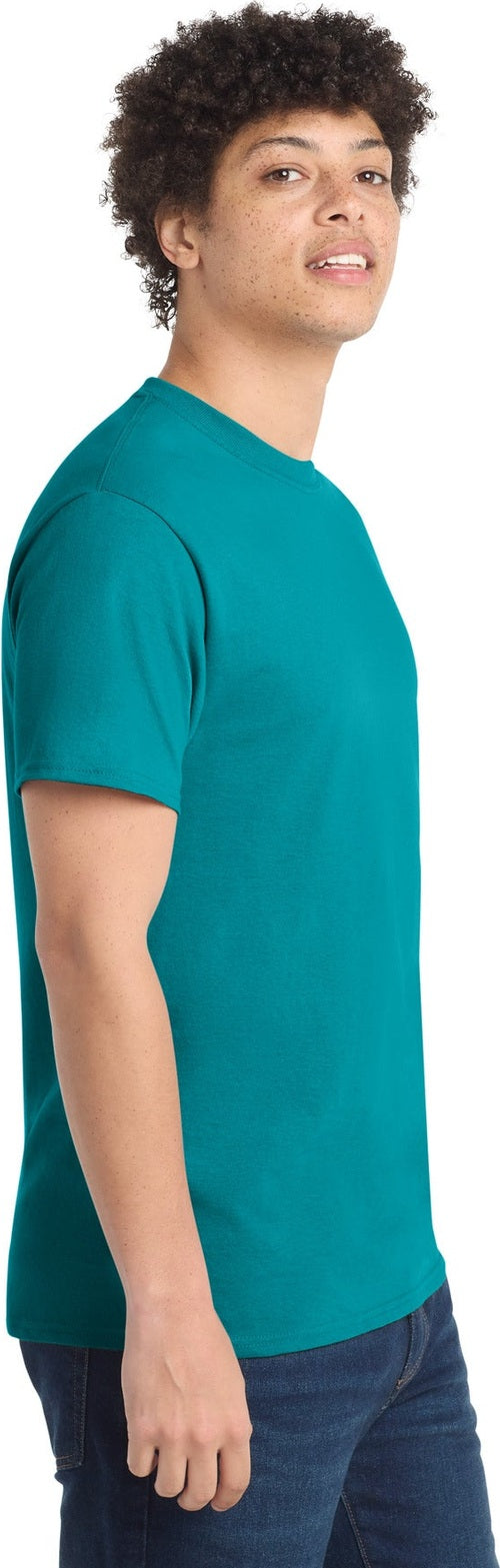 Bright Aqua Port & Co Core Cotton Tee. PC54
