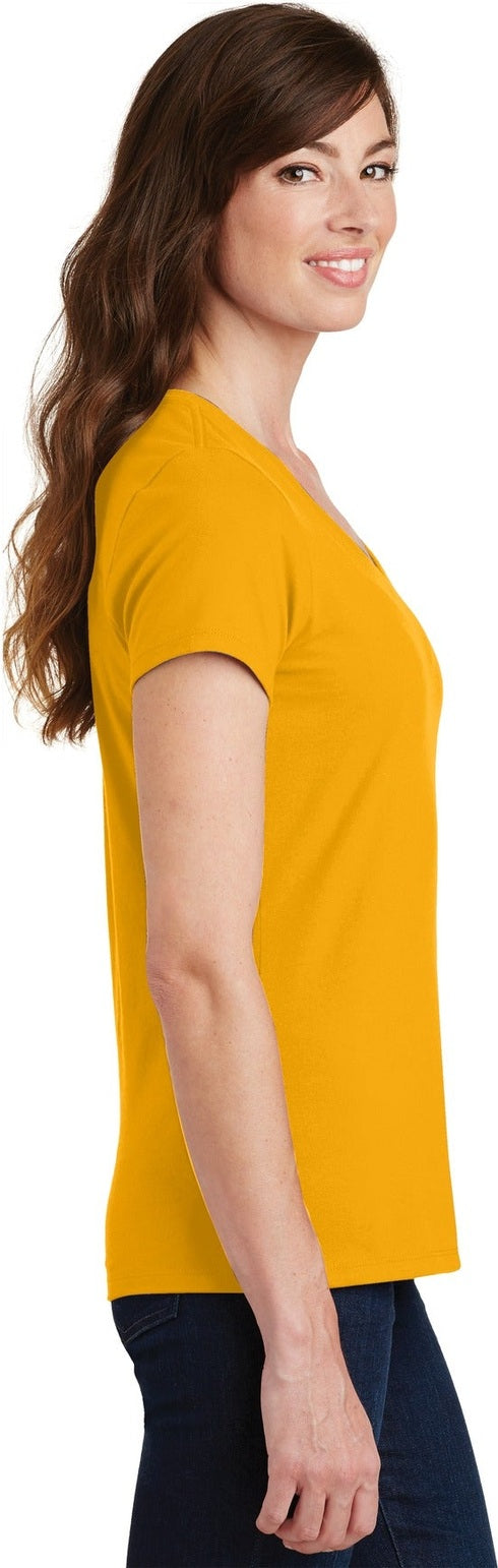 Bright Gold Port & Co Women's Fan Favorite V-Neck Tee. LPC450V
