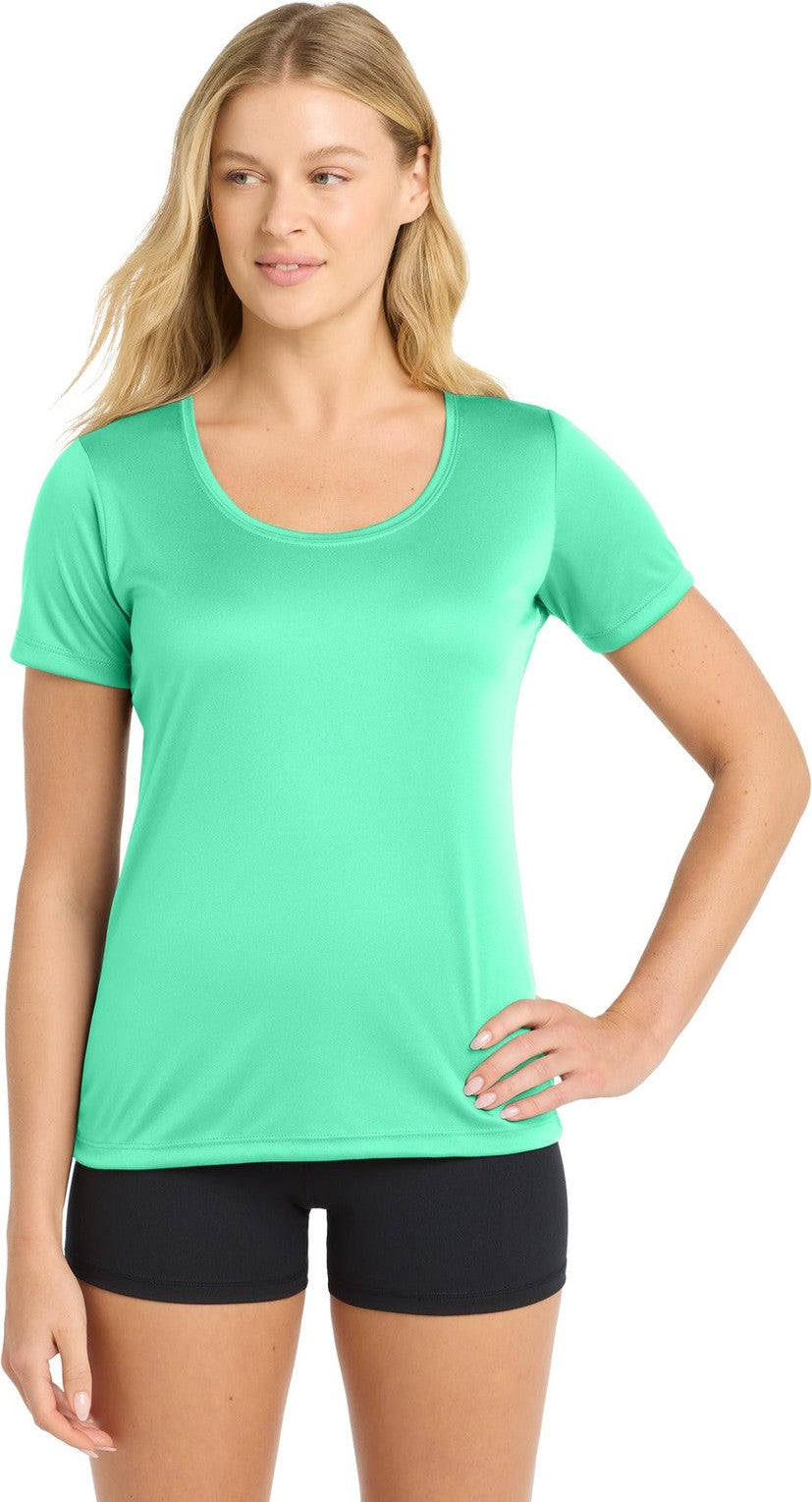 Bright Seafoam Sport-Tek Women's Posi-UV Pro Scoop Neck Tee. LST420