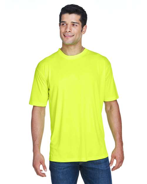 Front View of Bright Yellow Men's Cool & Dry Sport Performance Interlock T-Shirt - 8420