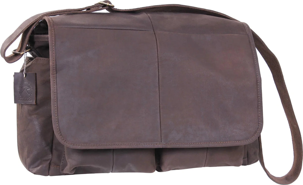Brown Leather Classic Messenger Bag