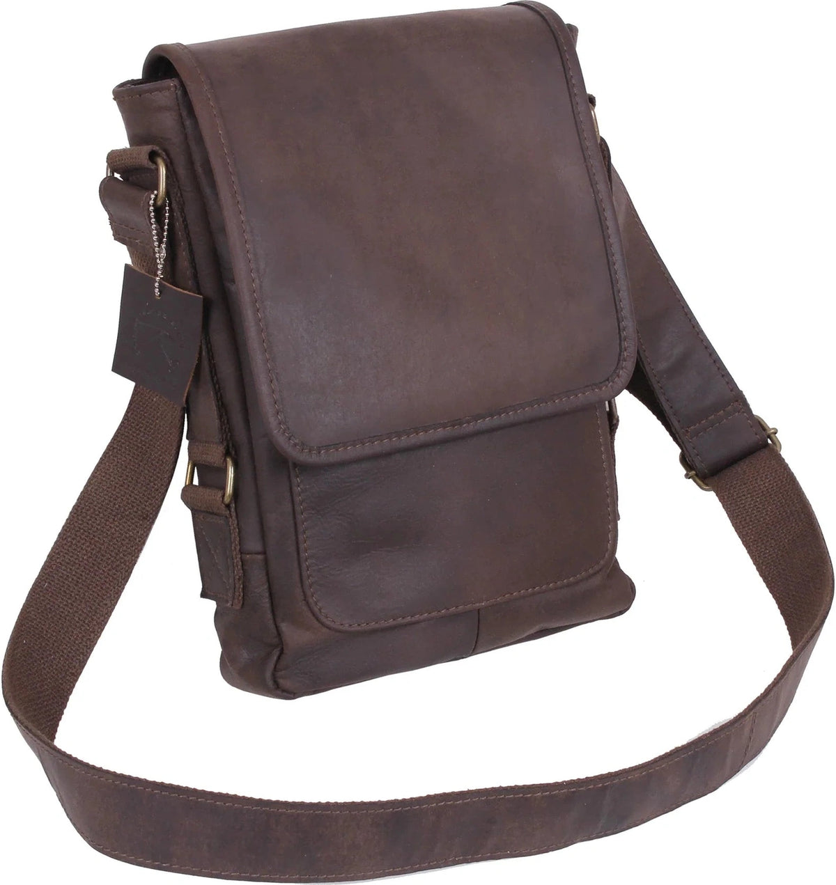 Brown Leather Military Tech Bag