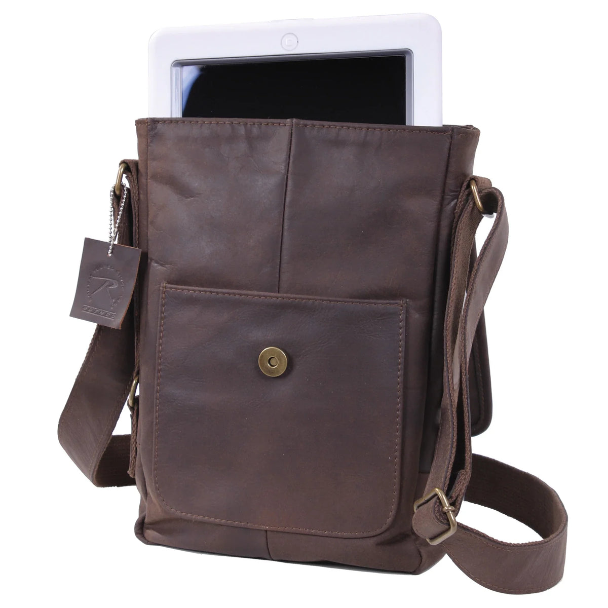 Brown Leather Military Tech Bag