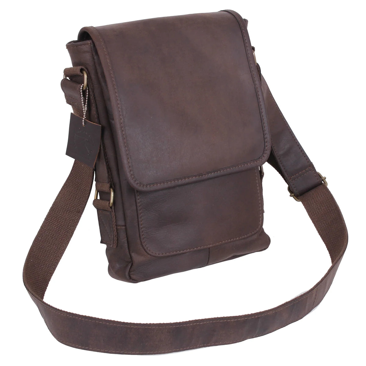 Brown Leather Military Tech Bag