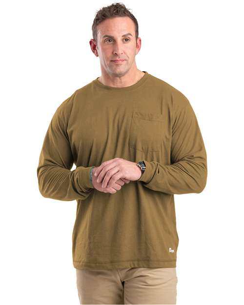 Brown Performance Long Sleeve Pocket T-Shirt - BSM39