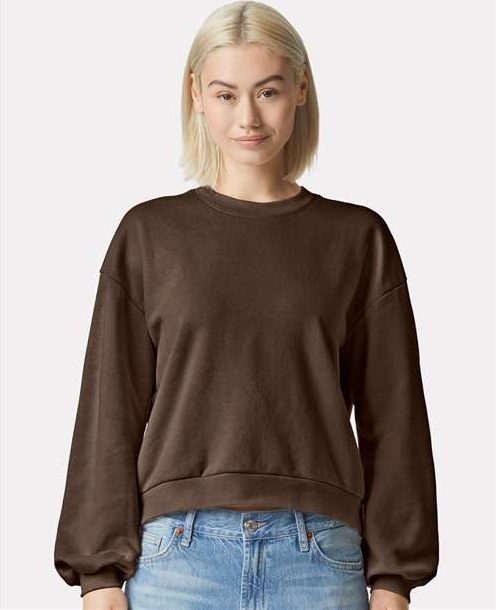 Brown ReFlex Women&#39;s Fleece Crewneck Sweatshirt - RF494