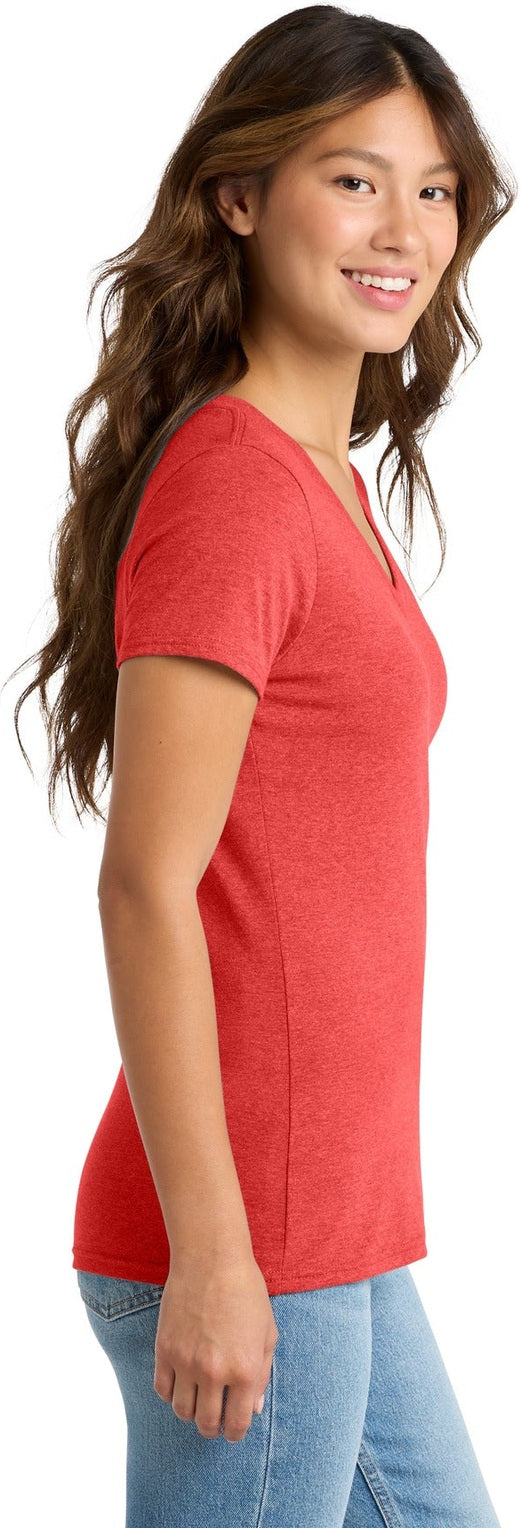 BrtRedHthr Port & Co Women's Tri-Blend V-Neck Tee. LPC330V