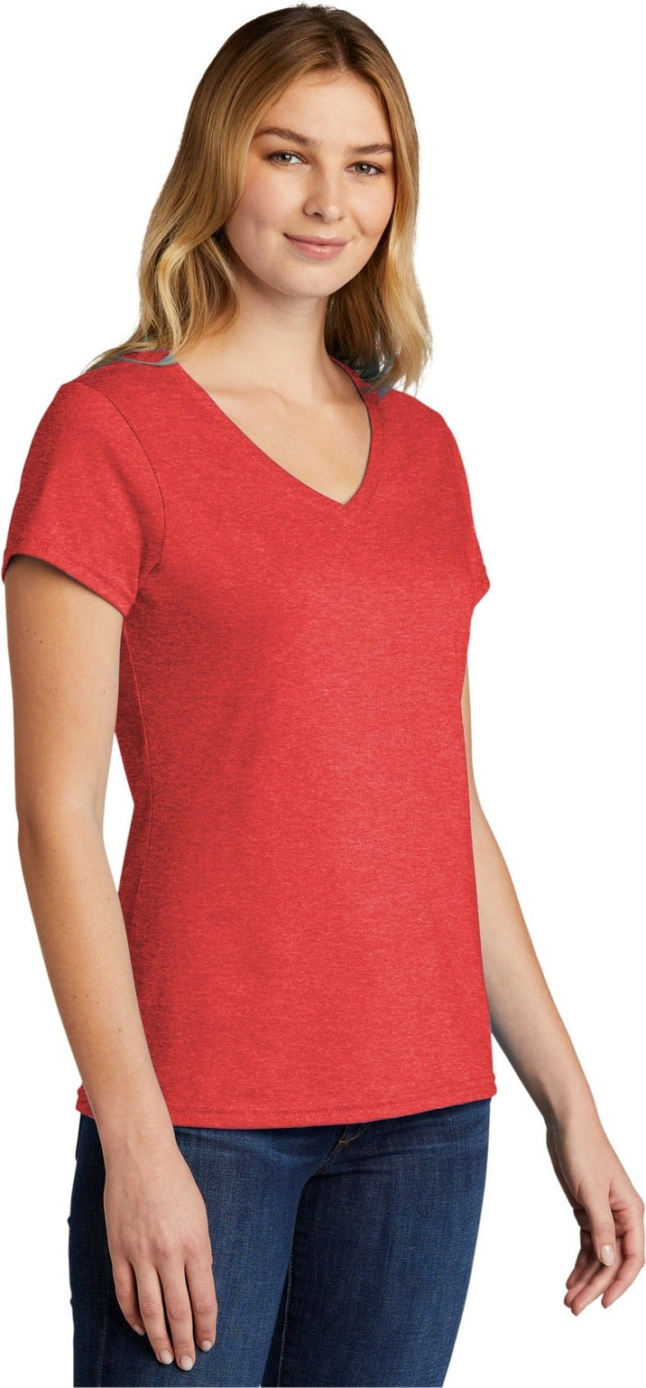 BrtRedHthr Port & Co Women's Tri-Blend V-Neck Tee. LPC330V