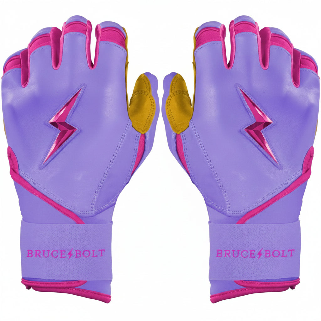 Bruce Bolt Harrison Bader Signature Series Long Cuff Batting Gloves - Lavender - Youth Xl