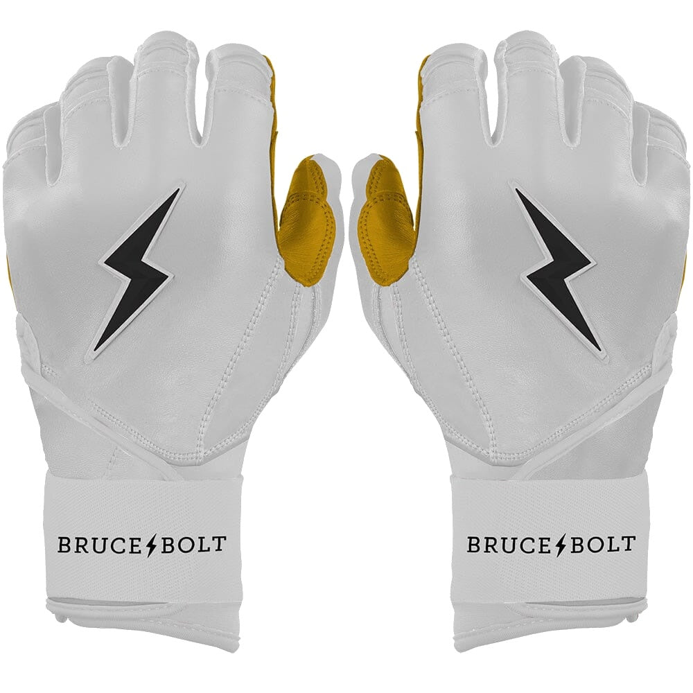 Bruce Bolt Original Series Long Cuff Batting Gloves - White