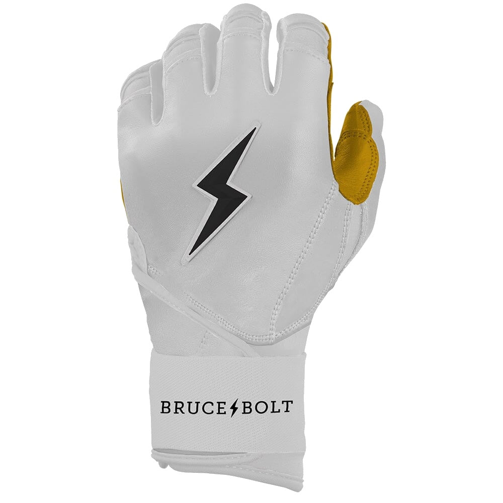 Bruce Bolt Original Series Long Cuff Batting Gloves - White