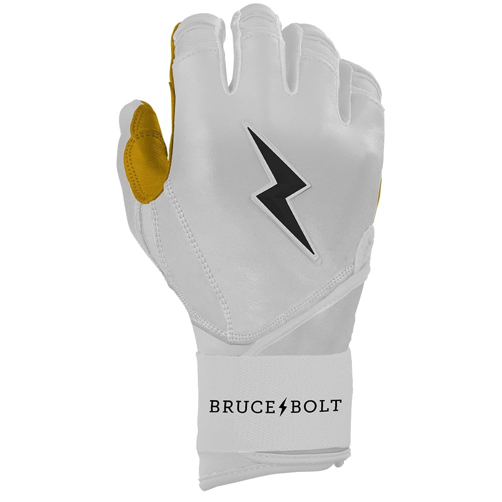 Bruce Bolt Original Series Long Cuff Batting Gloves - White
