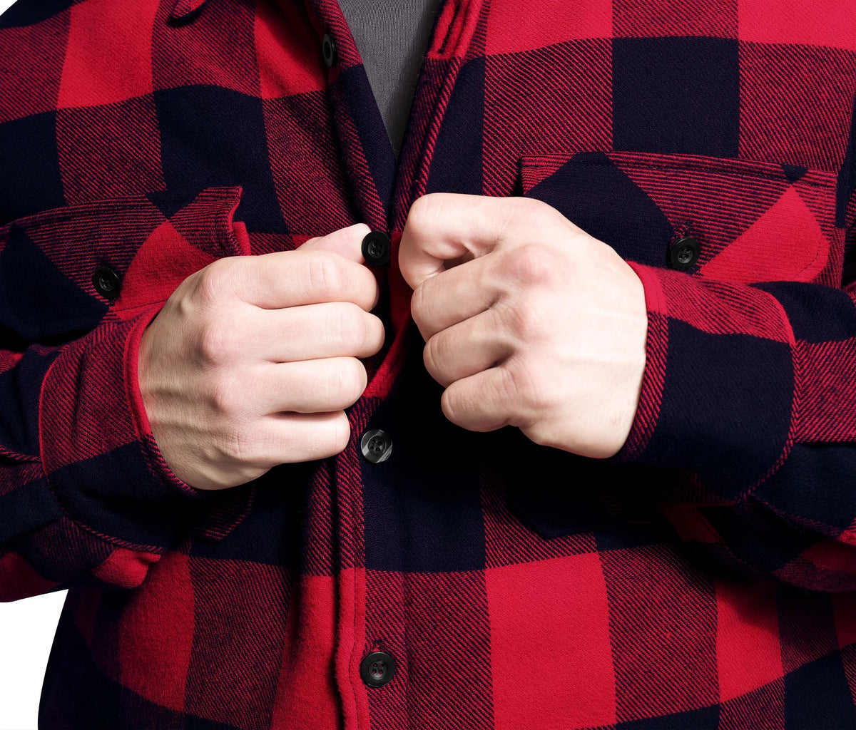 Buffalo Plaid Quilted Lined Jacket - Red