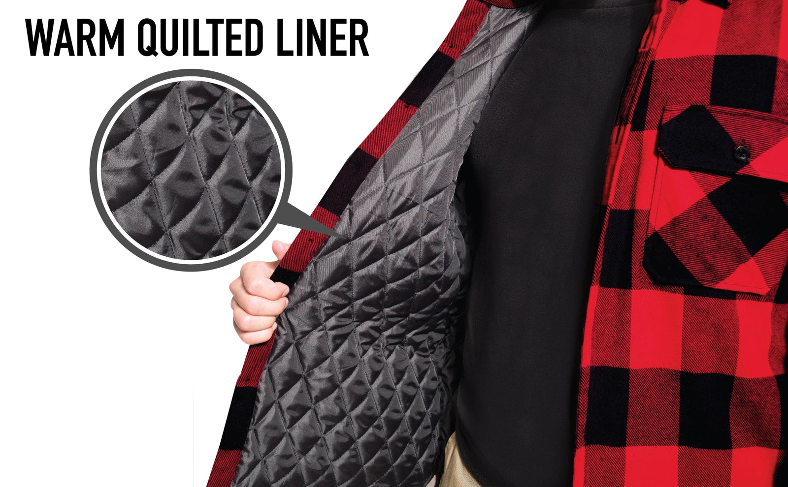 Buffalo Plaid Quilted Lined Jacket - Red - s
