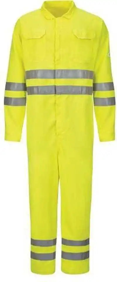 Bulwark Cmd8l Hi Vis Deluxe Coverall with Reflective Trim Cooltouch 2 7 Oz. Long Sizes Hv Fluorescent Yellow Green