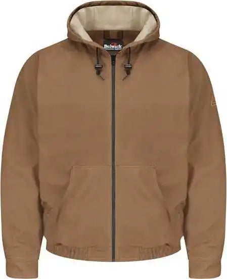 Bulwark Jlh4l Brown Duck Hooded Jacket - Excel Fr Comfortouch - Long Sizes