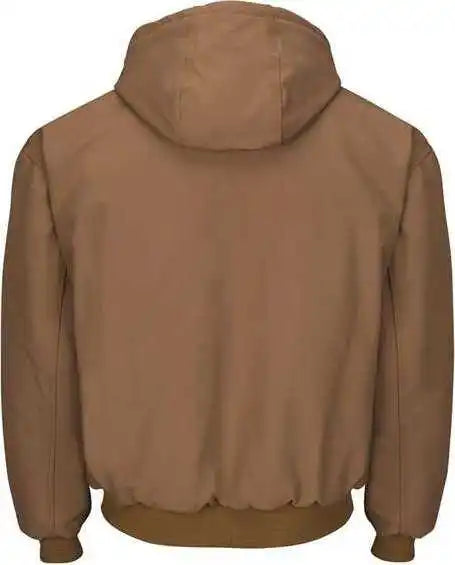 Bulwark Jlh6 Insulated Brown Duck Hooded Jacket with Knit Trim
