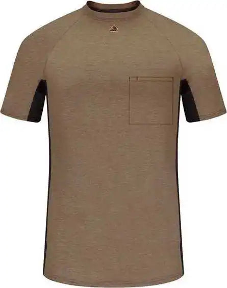 Bulwark Mps4 Short Sleeve Fr Two-tone Base Layer with Concealed Chest Pocket- Excel - Khaki
