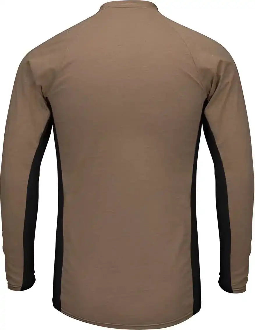 Bulwark Mps8 Long Sleeve Fr Two Tone Base Layer with Concealed Chest Pocket Excel Khaki