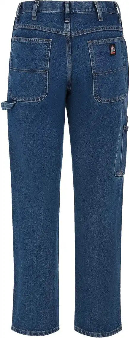 Bulwark Pej8 Flame Resistant Pre-washed Denim Dungaree - Stone Wash - 30i - 32w