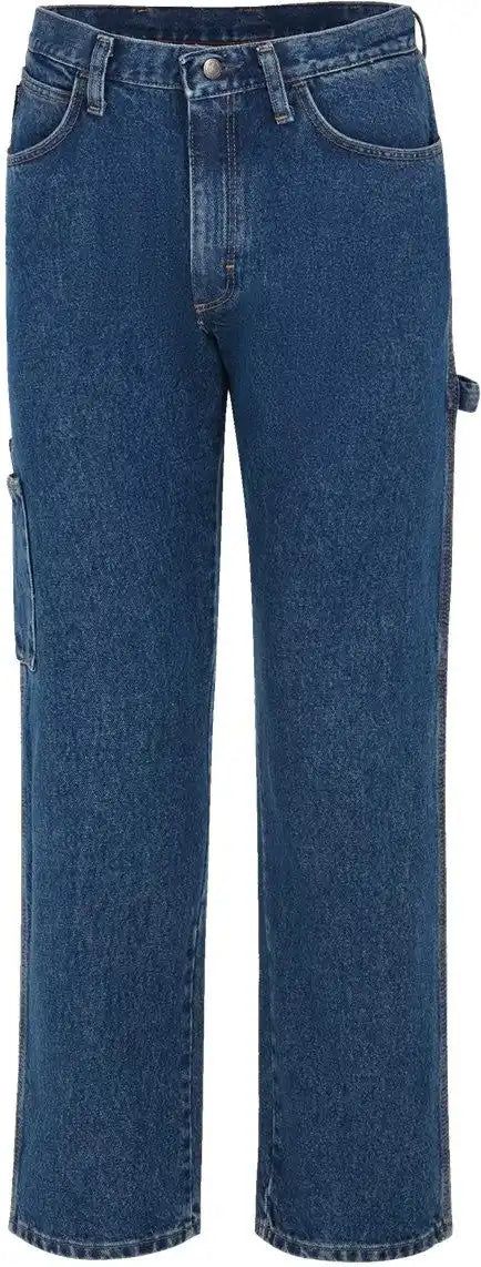 Bulwark Pej8 Flame Resistant Pre-washed Denim Dungaree - Stone Wash - 30i - 32w