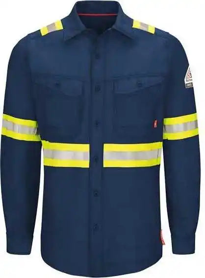 Bulwark Qs40el Iq Series Endurance Enhanced Visibility Work Shirt Long Sizes Navy