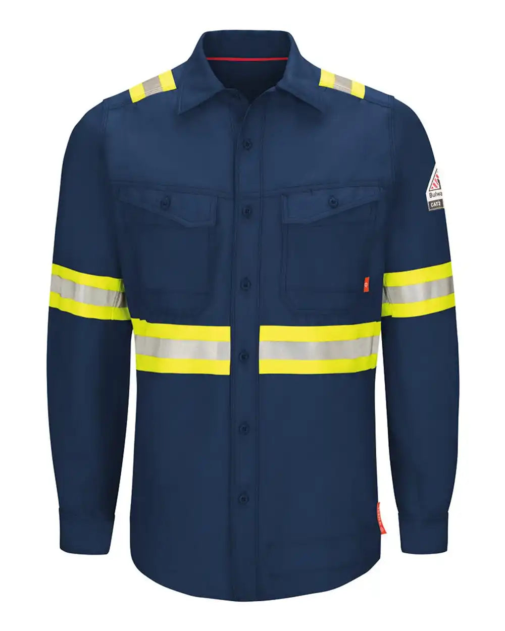 Bulwark Qs40et Iq Series® Endurance Enhanced Visibility Work Shirt - Tall Sizes - Navy / 5xlt