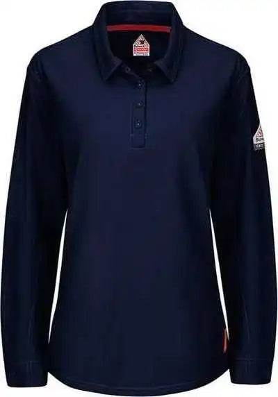 Bulwark Qt15 Iq Series Women’s Long Sleeve Polo with 4-button Placket - Dark Blue