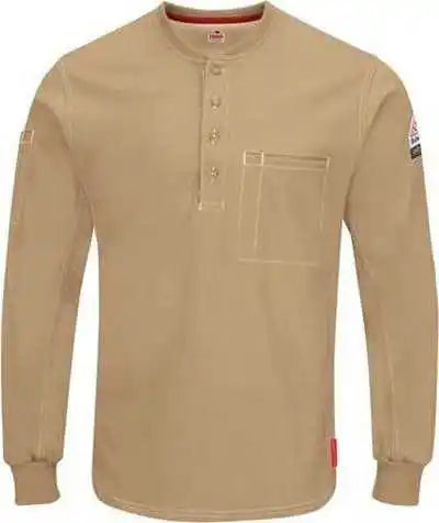 Bulwark Qt40 Iq Series Plus Long Sleeve Henley - Khaki