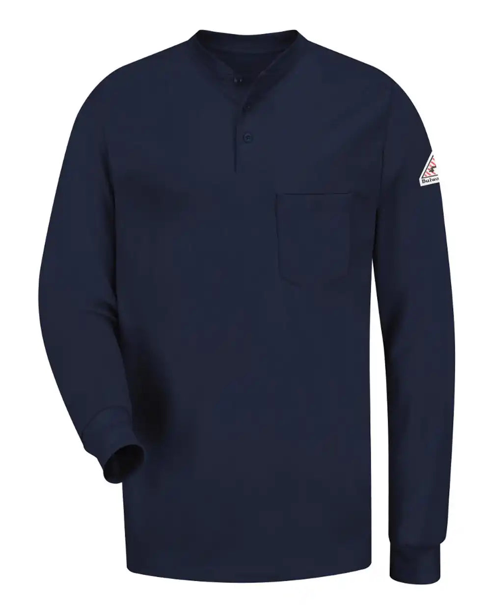 Bulwark Sel2t Long Sleeve Tagless Henley Shirt - Tall Sizes - Navy - Lt