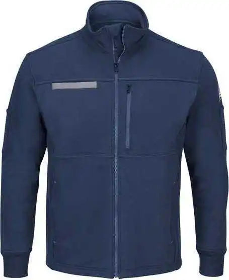 Bulwark Sez2 Zip Front Fleece Jacket Cotton Spandex Blend Navy