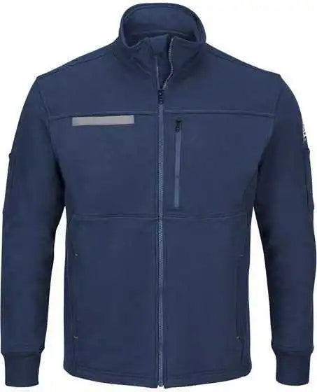 Bulwark Sez2l Zip Front Fleece Jacket Cotton Spandex Blend Long Sizes Navy
