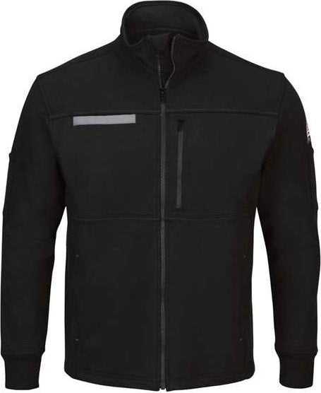 Bulwark Sez2l Zip Front Fleece Jacket-cotton Spandex Blend - Long Sizes - Black