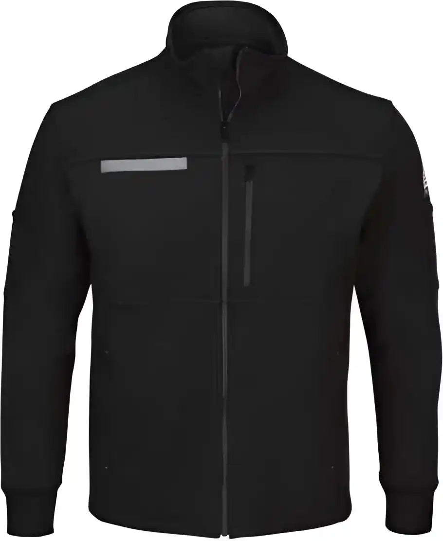 Bulwark Sez2l Zip Front Fleece Jacket Cotton Spandex Blend Long Sizes Black