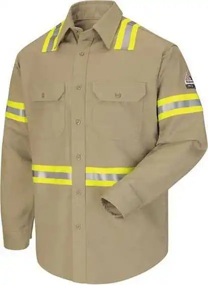 Bulwark Sldt Enhanced Visibility Uniform Shirt - Khaki