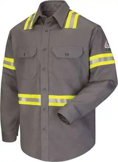 Bulwark Sldtl Enhanced Visibility Uniform Shirt Long Sizes Gray