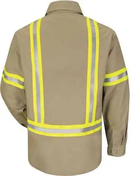 Bulwark Sldtl Enhanced Visibility Uniform Shirt Long Sizes Khaki