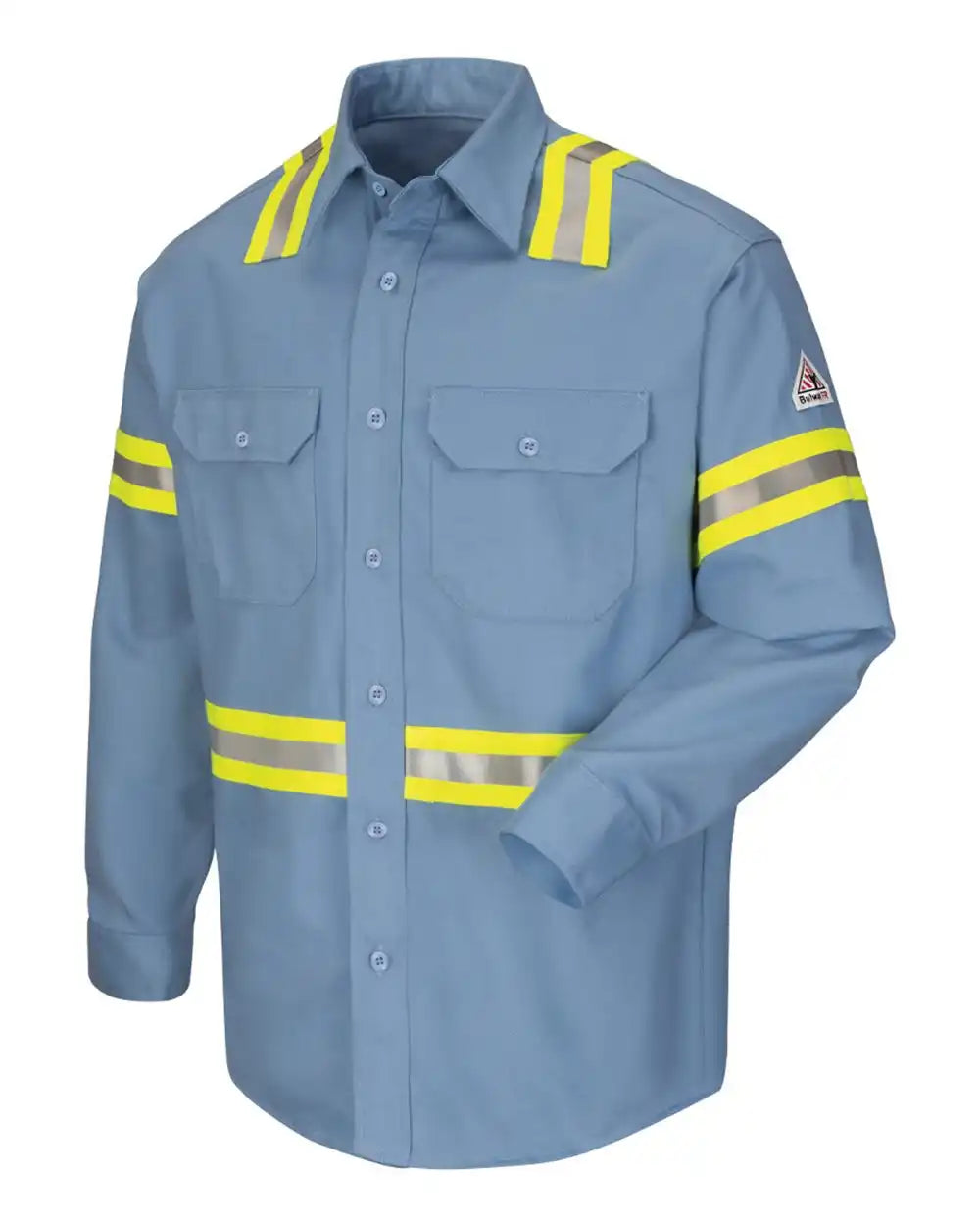 Bulwark Sldtt Enhanced Visibility Uniform Shirt - Tall Sizes - Light Blue - Mt