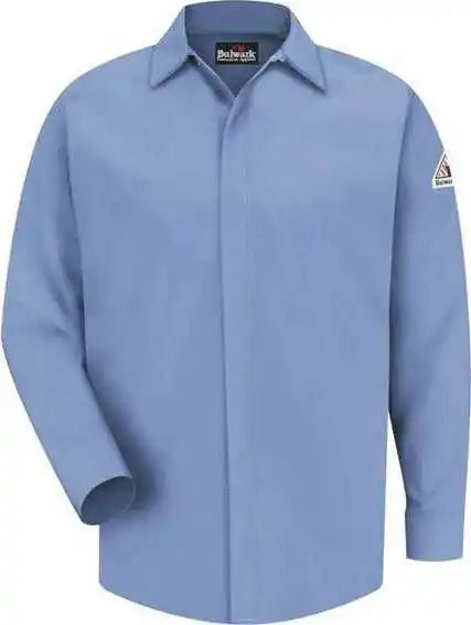 Bulwark Sls2l Concealed-gripper Pocketless Work Shirt Long Sizes - Light Blue