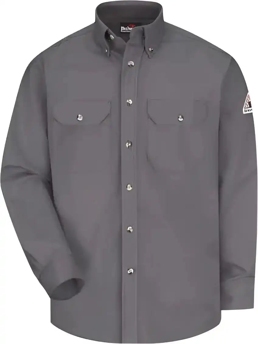 Bulwark Slu2l Dress Uniform Shirt Excel Fr Comfortouch 7 Oz. Long Sizes Gray