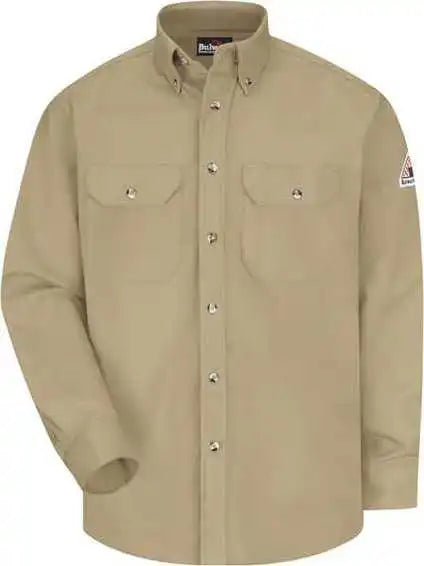 Bulwark Slu2l Dress Uniform Shirt - Excel Fr Comfortouch - 7 Oz. - Long Sizes - Khaki