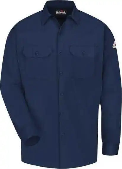 Bulwark Slw2l Work Shirt - Excel Fr Comfortouch - Long Sizes - Navy