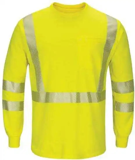 Bulwark Smk8 Hi Visibility Lightweight Long Sleeve t Shirt Yellow Green