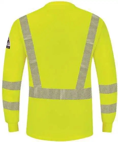Bulwark Sml4 Hi Visibility Lightweight Long Sleeve Henley Yellow Green