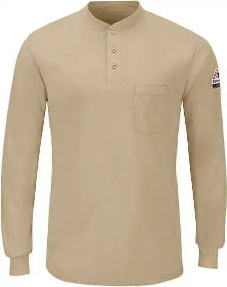 Bulwark Sml8l Long Sleeve Henley - Sizes - Khaki