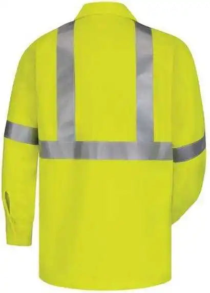 Bulwark Smw4 High Visibility Long Sleeve Work Shirt Yellow Green